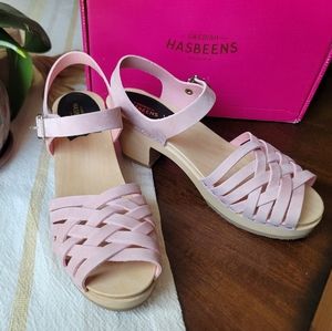 Sweedish Hasbeens Braided High Baby Pink Open Toe